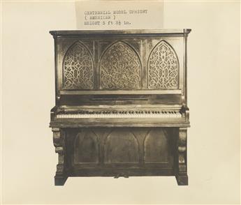 (MUSICAL INSTRUMENTS--PIANOS) Album of approximately 51 photographs of sound props for movie studios, including pianos and music boxes.